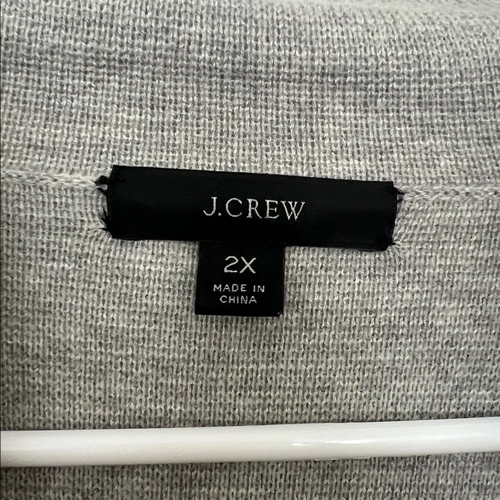 J.Crew Eloise Sweater Blazer Cardigan Light Gray Cotton Blend Women's 2X